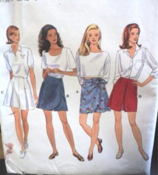 7132 SIMPLICITY SHORT BACK ZIP MOCK WRAP/ TIE/ PANEL/ PLEAT SKORTS PATTERN 4-8,10-14